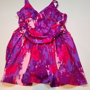 D & Co. Beach Vibrant Purple and Pink One Piece Swim Dress in Size 24W
